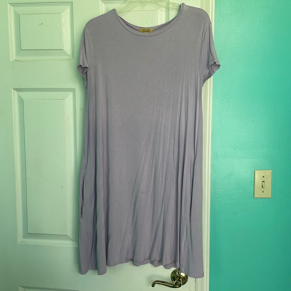 Piko 1988 Lavender Short Sleeve Dress with Pockets. Size M